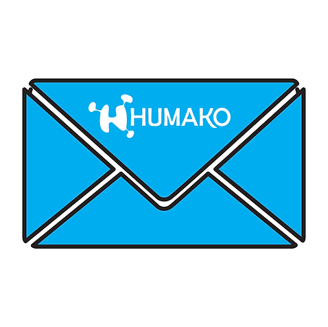 Piirros kirjekuoresta, jossa on HUMAKOn logo